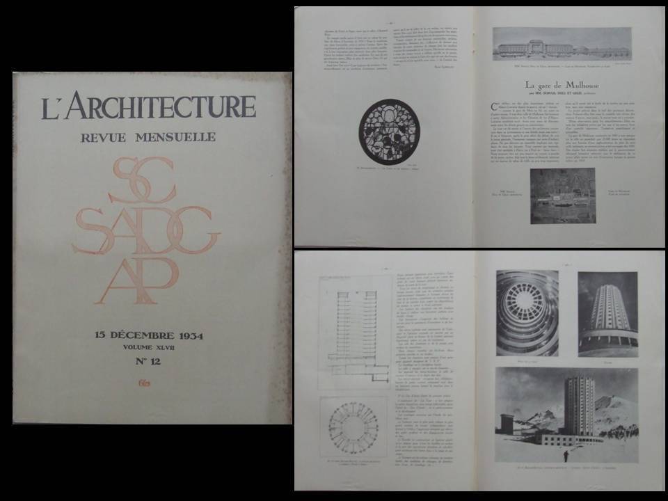 L'ARCHITECTURE 1934 - CABINE PAQUEBOT, GARE MULHOUSE, SESTRIERES, BONADE-BOTTINO Kupowanie bomb, okazja