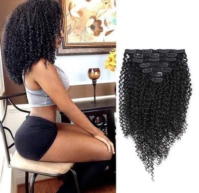 Afro Kinky Curly Clip In Human Hair Extensions Bra Amazon.com : 1B/4/27 Three Tone Afro Curly Clip in Human  main image 2