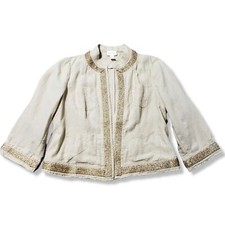 Chico's 100 Linen 3/4 Sleeve Lightweight Jacket Chico's Size 0 / Women's Small