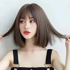Synthetic Wigs with Bangs Women Daily Cosplay Party Heat Resistant Fake Hairs