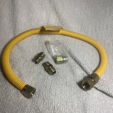 Gas Connector 36” Yellow, 3/4” w/ 3 Brass Adapters by Grehitk