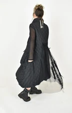 CRAZY H4  black  asymmetric structured tulle    dress size L/XL