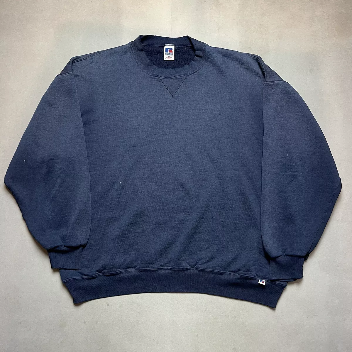 Vintage Russell Athletic Sweatshirt 90s Sun Fade Faded Navy Blue 2XL