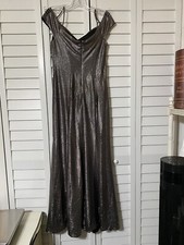Silver Metallic Off The Shoulder Gown Evening Dress Night way Formal Size 12
