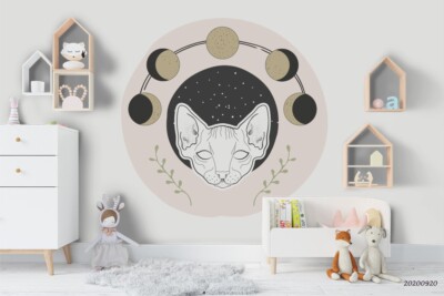 3D Cat Moon Tattoo Wallpaper Wall Murals Removable Wallpaper