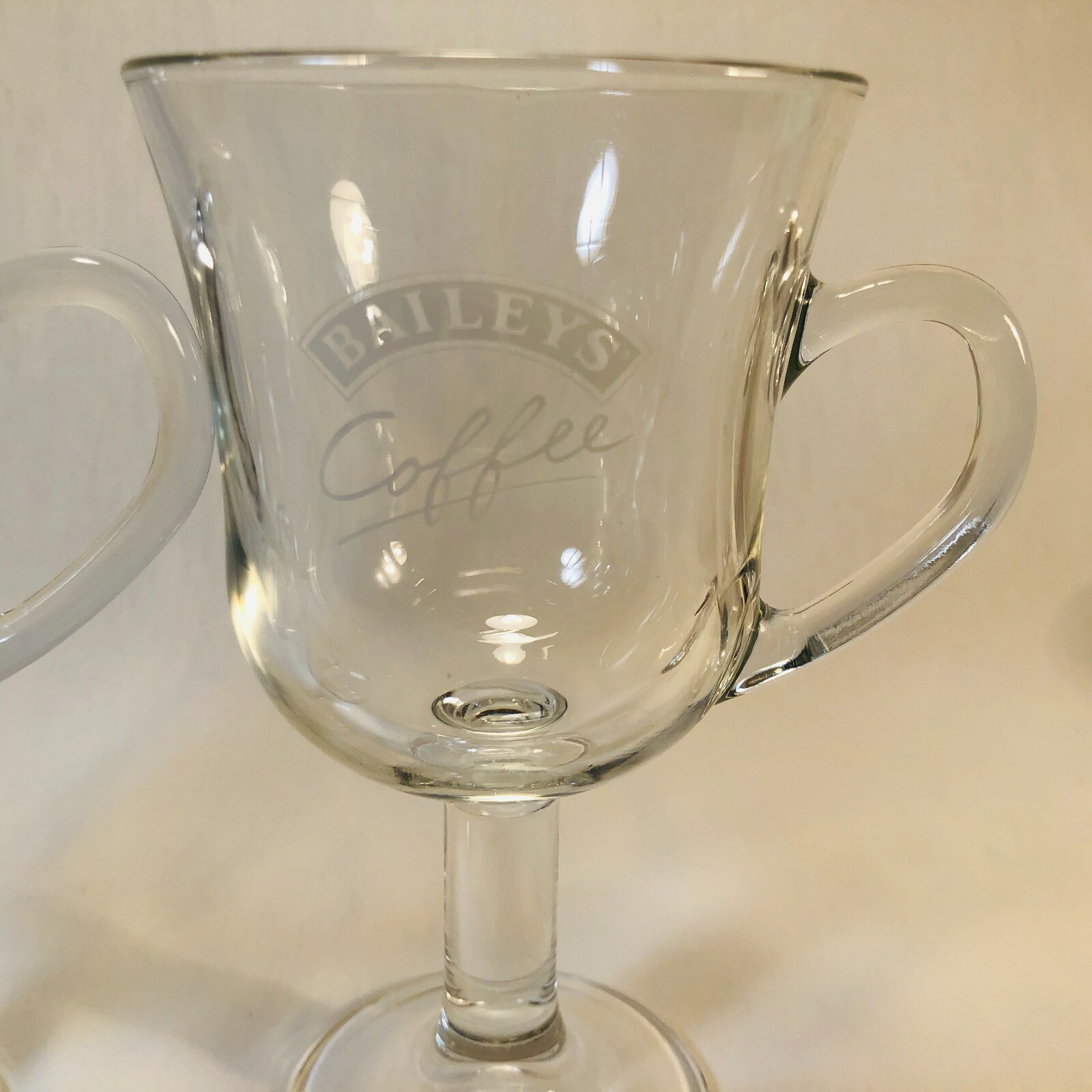 2 Baileys Coffee Cappuccino Tea Latte Mocha Clear Stemmed Cup Mugs Glasses eBay