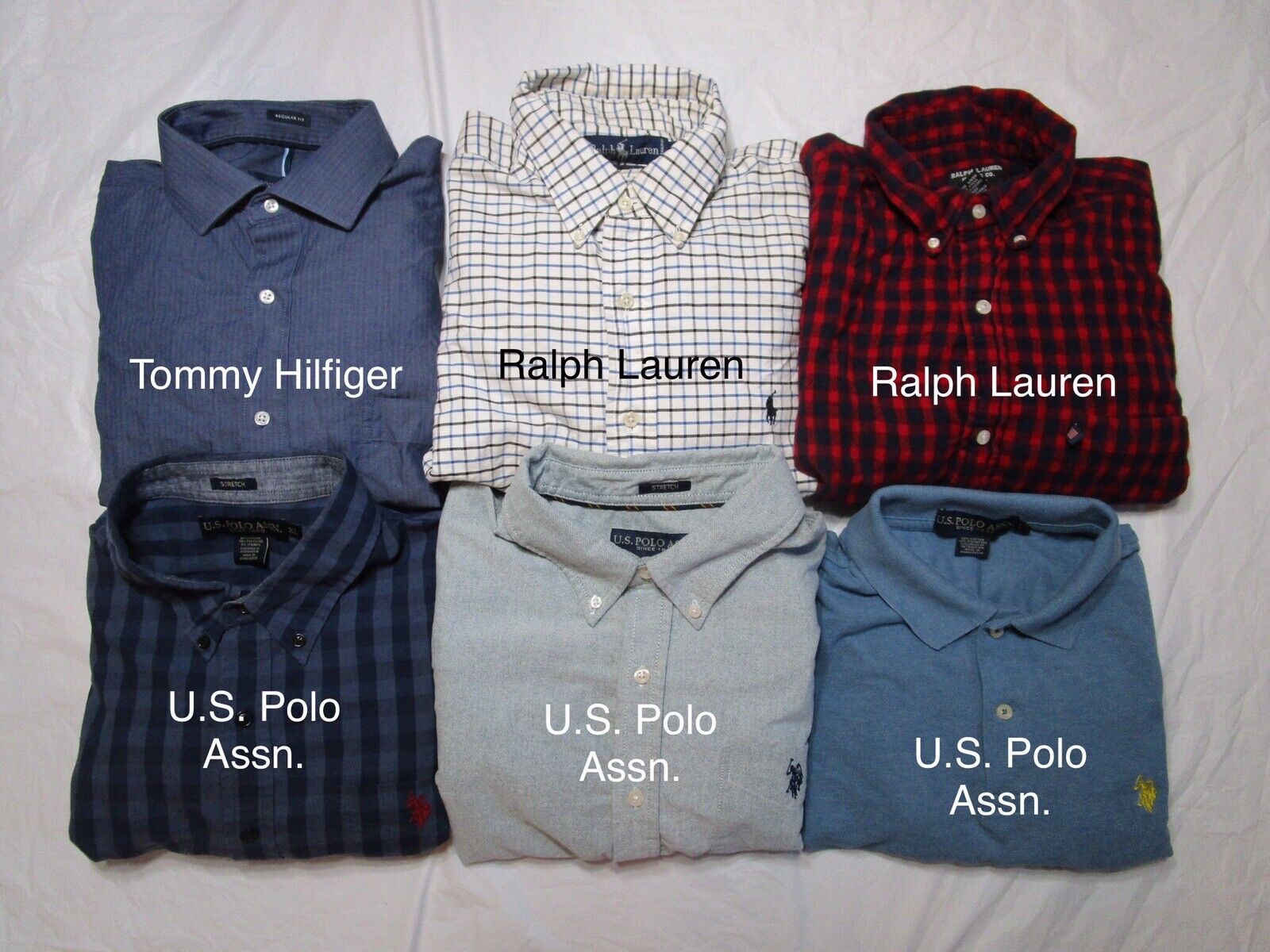 Panda input pølse Tommy Hilfiger/Ralph Lauren/U.S. Polo Assn. Shirts, Size L/XL, Lot of 6 |  eBay