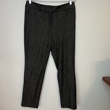 NEW Ann Taylor Pants Womens Sz 8 Black White Tweed Flat Front Work Office Basic