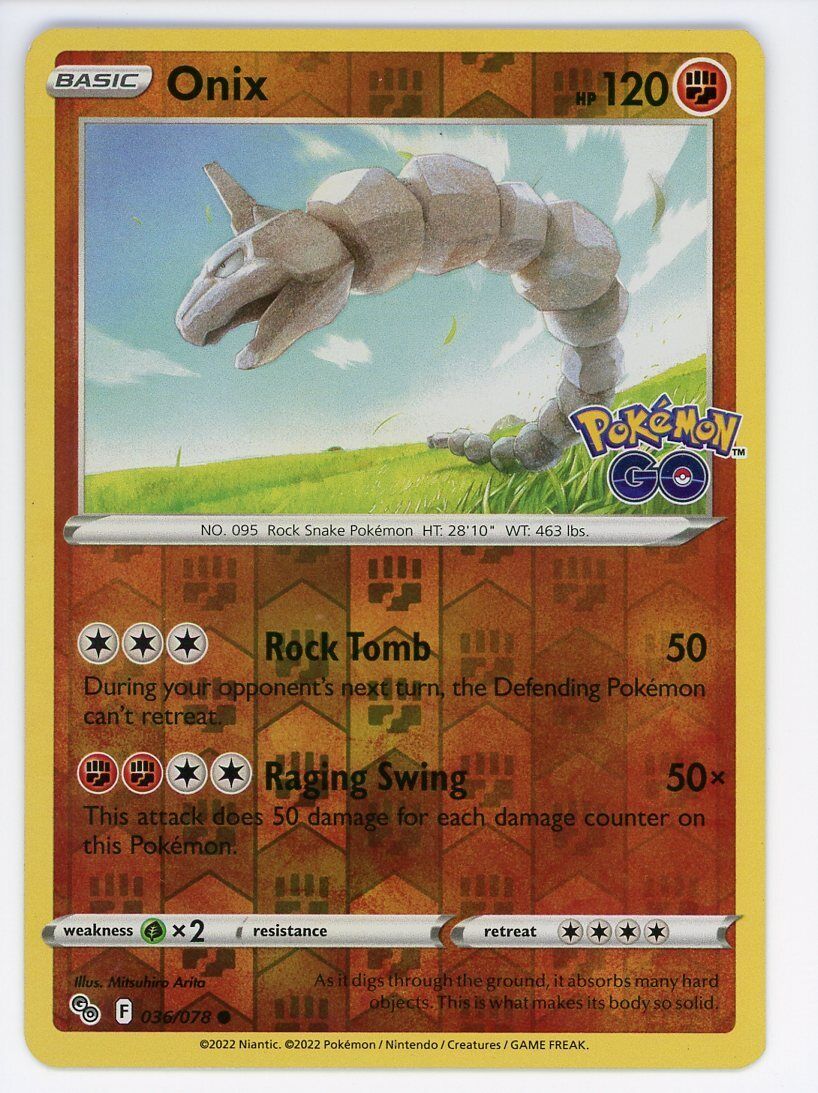 Pokemon Onix - 036/078 - Common NM-Mint Pokemon Go