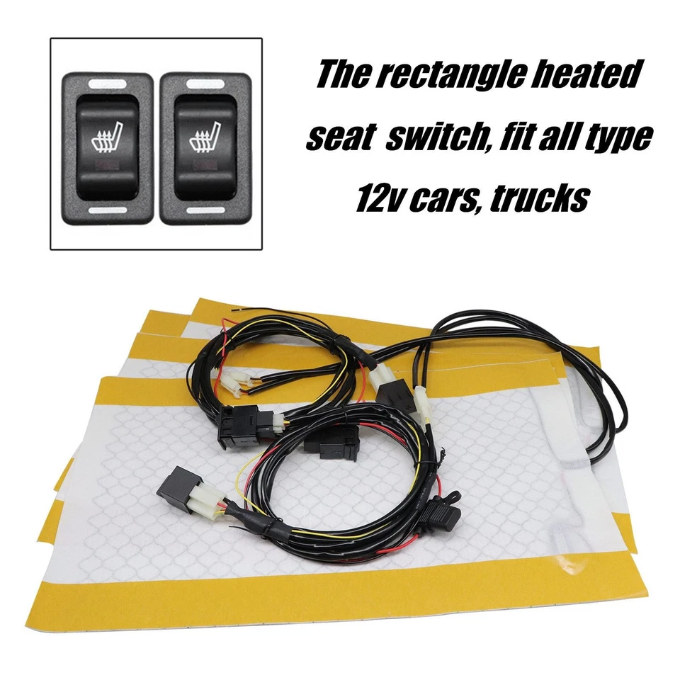 seats carbon Fiber Heated Seat Heater Pad Kit Car Cushion Switch 12V Universal - Image 3 of 4