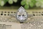 Classic Engagement Anniversary Ring S925 1.25Ct Pear Moissanite Hidden Halo