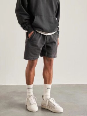 Men's Fog Washed Zipper Pocket Represent Shorts Heavyweight Terry Cotton Pants