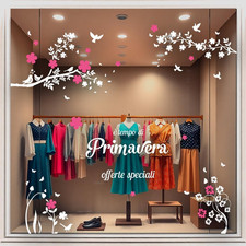 Vetrofania Primavera Grande - 200X200 Cm - Adesivi Decorativi per Vetrine Negozi