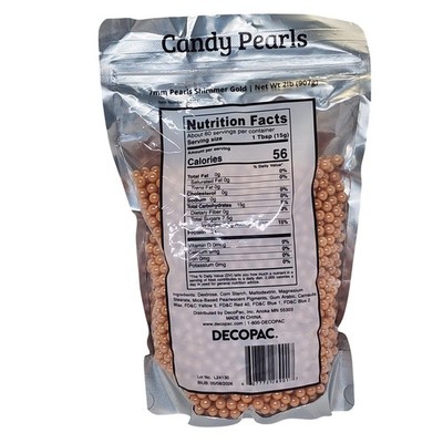 DecoPac Candy Pearls 7mm Shimmer Gold Sugar Sprinkles 2 Lb Bag Decor Topping