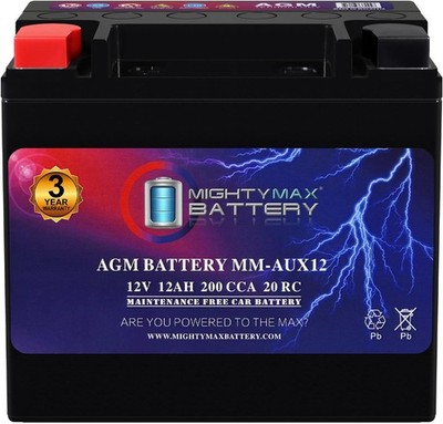 Mighty Max Battery MM-AUX12 12V 12Ah AGM Auxiliary Car Battery