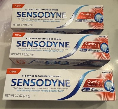 3X Sensodyne Cavity + Sensitivity Toothpaste, Fluoride Toothpaste for Sensitive