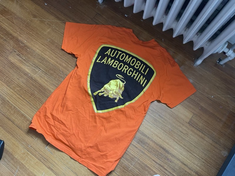 Supreme Automobili Lamborghini Shield Crest Logo Orange T-Shirt  Large