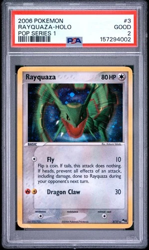 2006 POKEMON POP SERIES 1 #3 RAYQUAZA-HOLO PSA 2