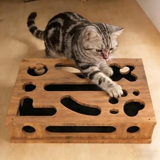 Cat Scratch Puzzle Enrichment Box,Contains Sandpaper Inside (Brown)