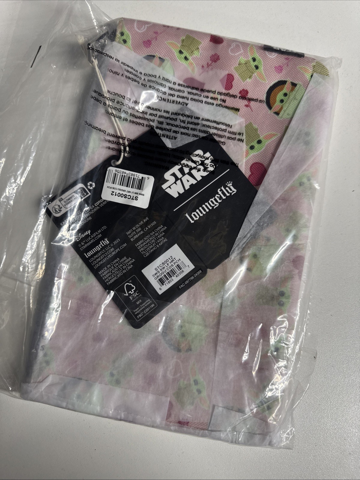 Loungefly Star Wars Baby Yoda Grogu Hearts and Flowers Cosmetic Pouch