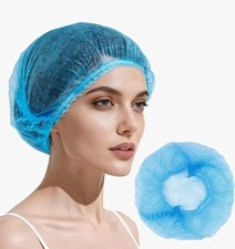 100pcs Polypropylene Bouffant Caps 21" Blue Disposable Non-Woven Hair Nets