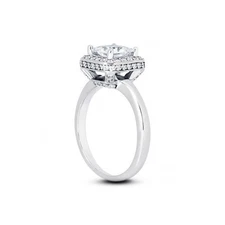 1.15ct H-VS2 Radiant Natural Certified Diamonds 950 Plat. Halo Side Stone Ring