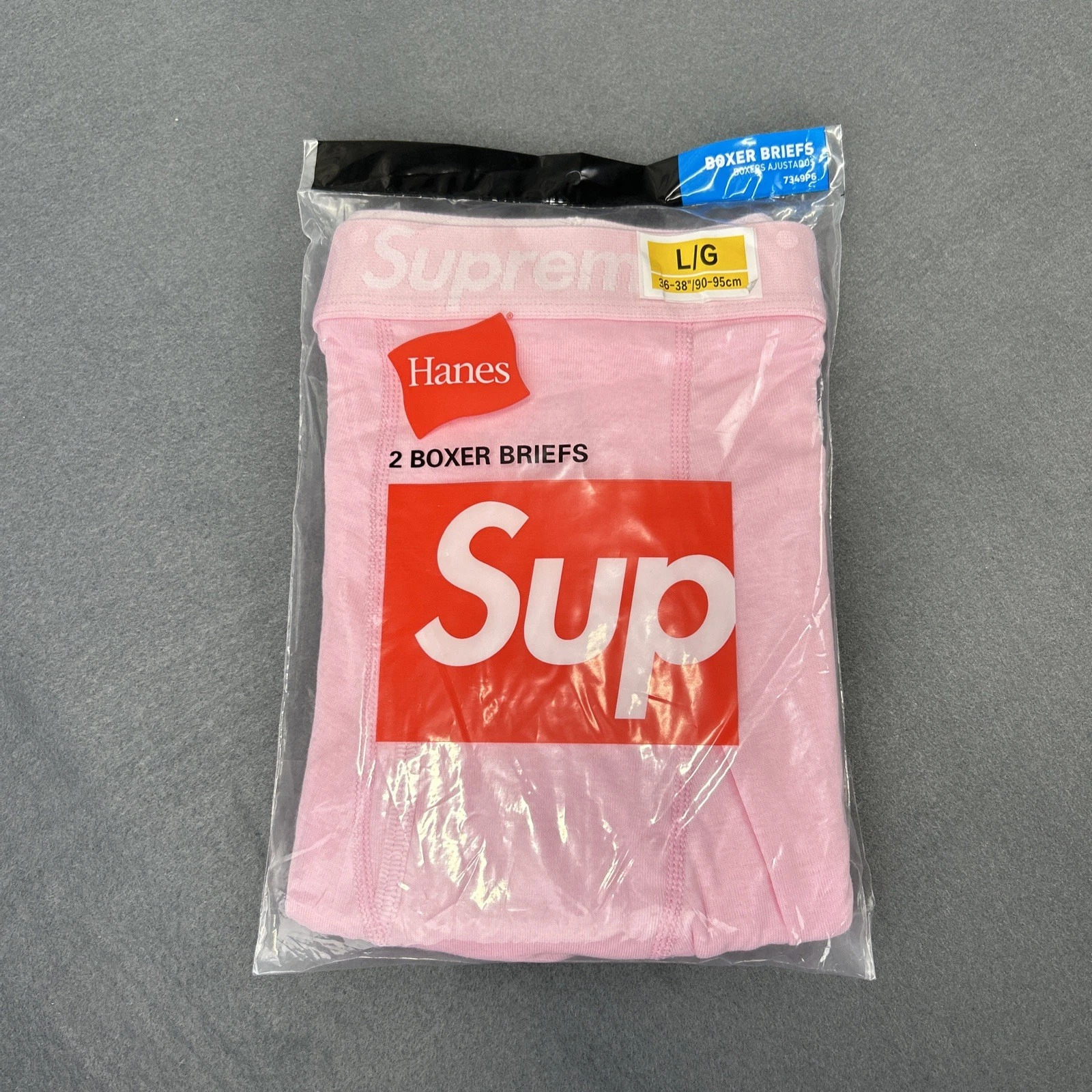 Lot de 2 boxers Supreme rose taille L slip Hanes sous vêtement créateur neuf authentique