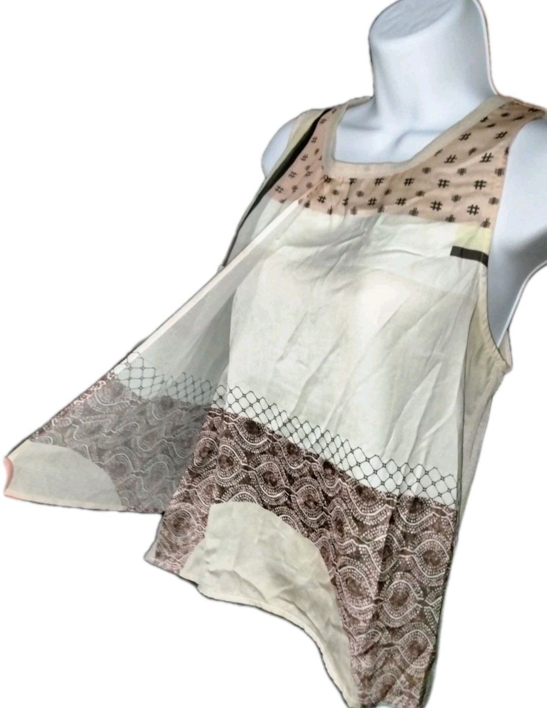 Zara Silk Blend Multi-Panel Pattern  Sleeveless B… - image 1