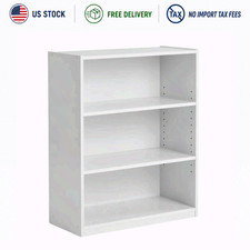Mainstays 3-Shelf Bookcase White Adjustable Shelves Wood Storage Bookshelf