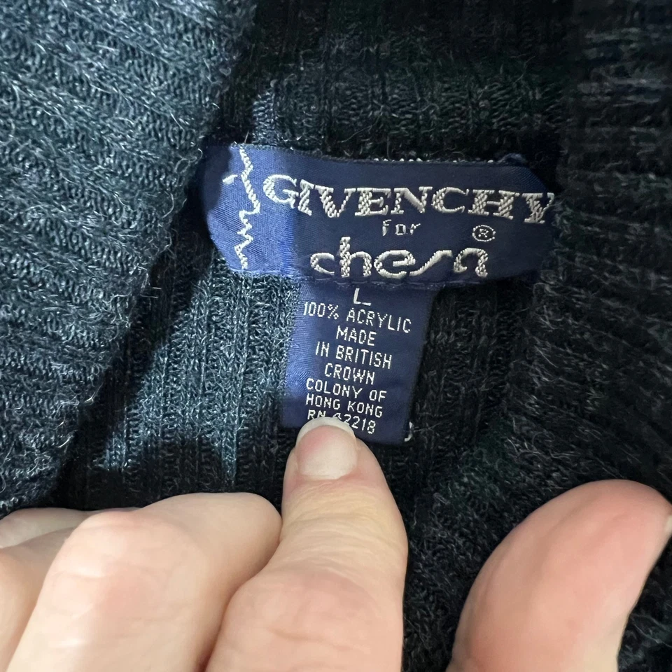 Givenchy for Chesa VINTAGE Ribbed Knit Turtleneck Dark Gray Winter Staple Large - Image 2 of 4