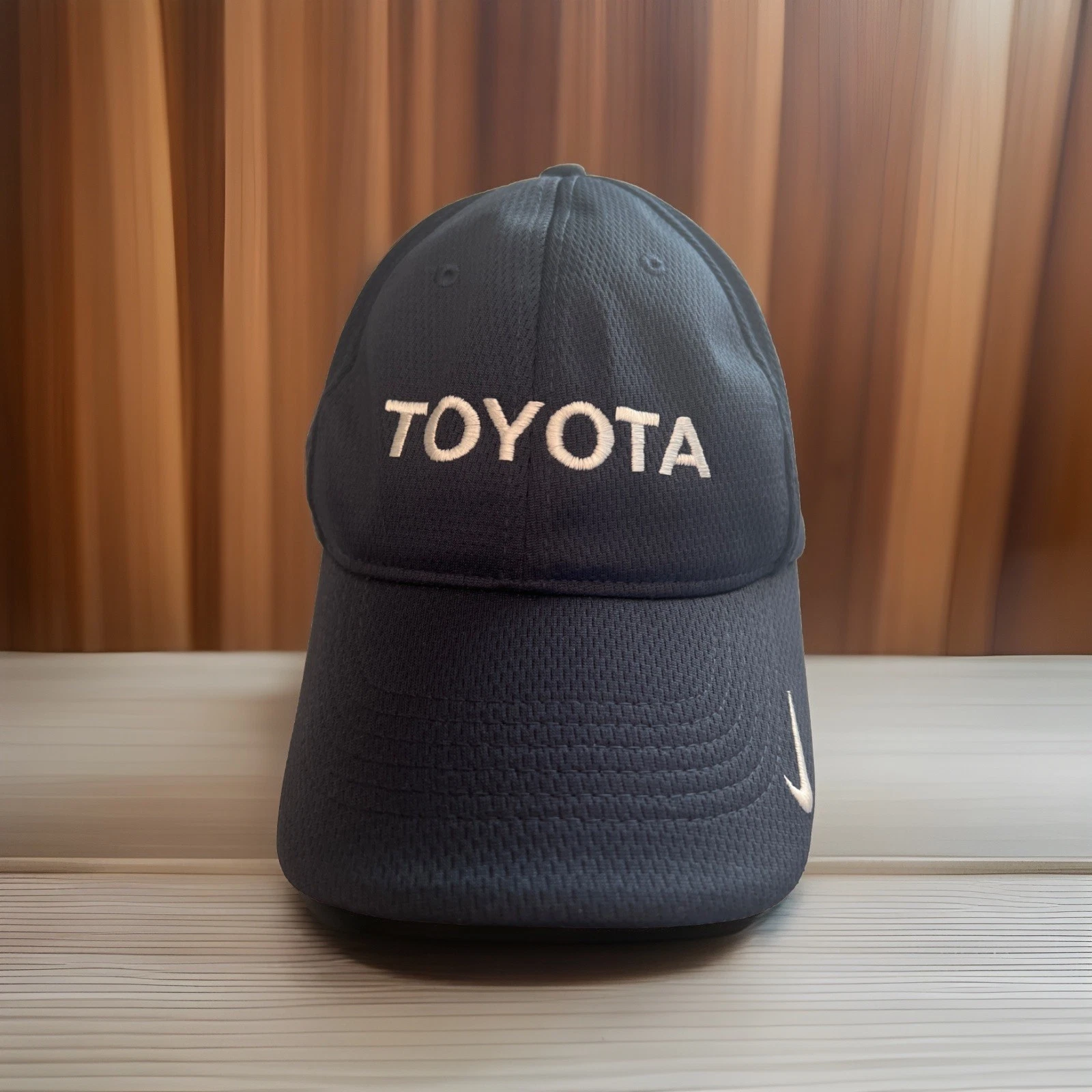 Toyota Motors Fitted Ball Cap Size M/L Legacy 91 Dri-Fit Dual Logo Stretch Navy