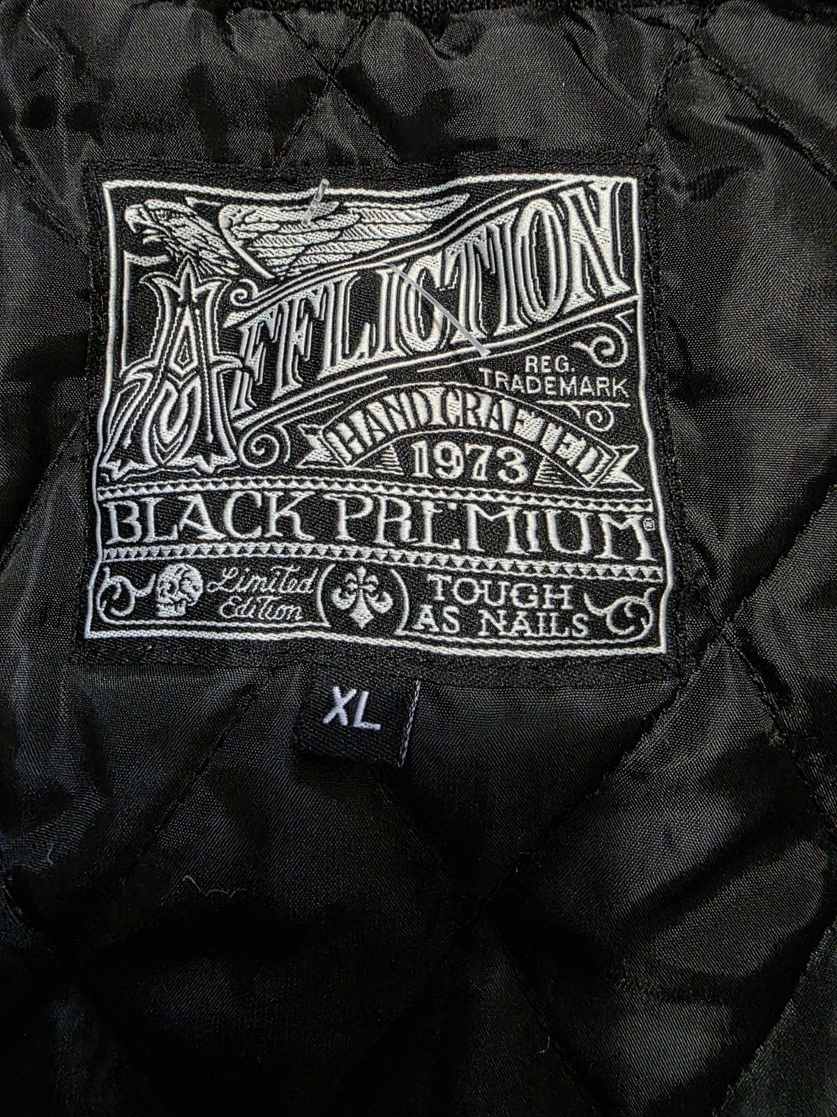 Vintage Affliction Black Premium Embroidered American Customs Jacket Size XL image 4