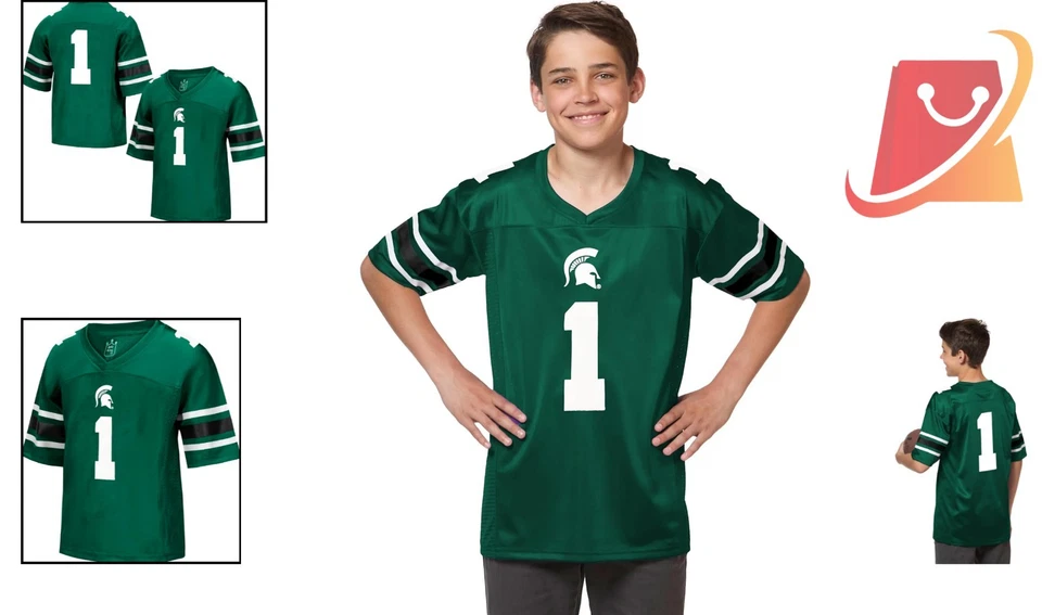 Youth Football Jersey NCAA Michigan State Spartans V-Neck Polyester Official - Image 2 of 4