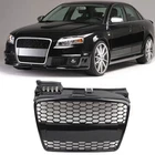 Front Upper Grille For 2005-2008 Audi A4/B7 RS4 Style Honeycomb Grill Black US