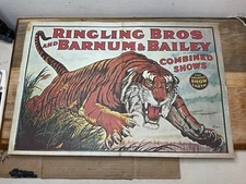 Vintage RARE 1930s Ringling Bros Circus Tiger - Has Wear Poster 24x17