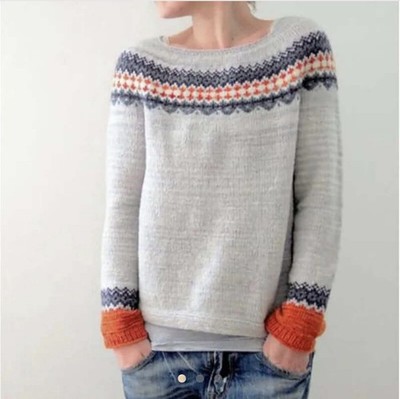 All is Fair Isle in Love Sweater Off Shoulder Grey Women's Size Small