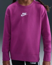 NEW Kids Nike Sportswear Club Fleece Pullover Sweatshirt Black XS Fuchsia Pink