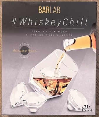 Barlab #whiskeychill Diamond Ice Mold And 2 Pack Whiskey Glasses