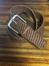 Polo Ralph Lauren Men's Leather Woven Braided Belt Brown Pony Logo Size 48