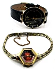 VINTAGE SEIKO Windup Mechanical Hexagon Red Dial & Jacques du Manoir Black Watch