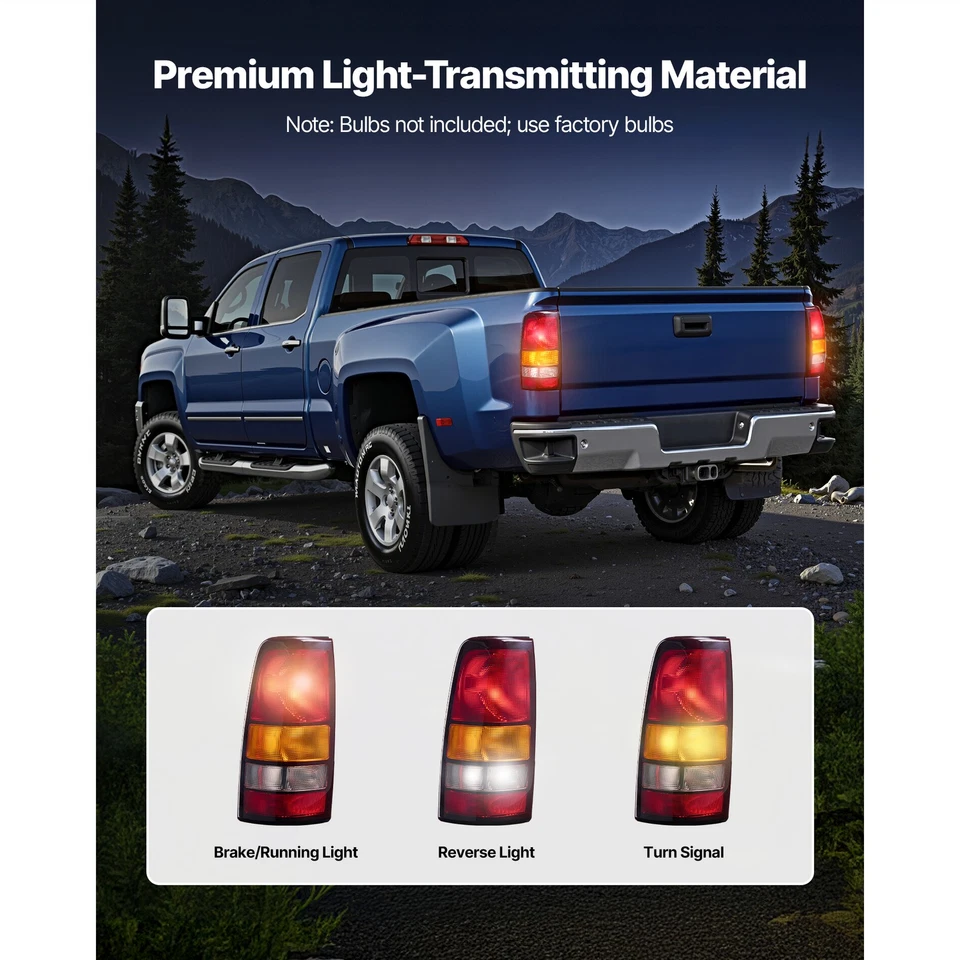 Pair Tail Lights Rear Barke Lamps For 1999-2006 GMC Sierra 1500 2500 Truck LH+RH - Image 4 of 4