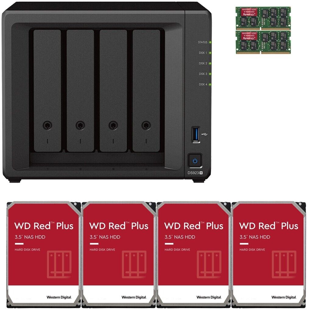 Synology DS923+ 4-Bay 16GB RAM 40TB (4x10TB) WD Red Plus Drives | eBay