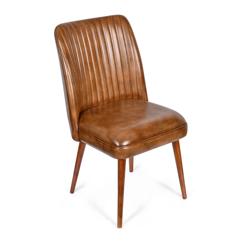 100% Genuine Leather Kitchen Dining Chair Brown / Old English H93 x W50 x D61cm - Image 1 of 1