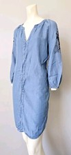 Hope & Harlow Denim 3/4 Sleeve Dress Women's Size 4 Blue Embroidered (#192)
