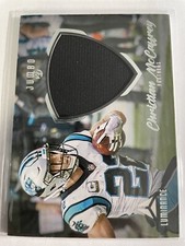 2021 Christian McCaffery Luminance JUMBO PLAYER Used Material Card cd#JM-CM