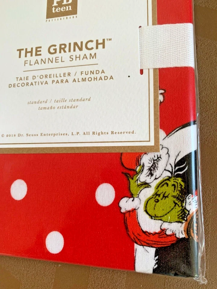 Almohada de Navidad Pottery Barn Grinch Sham Dr. Seuss Regalo de vacaciones fiesta Disney niño Foto 4 de 4