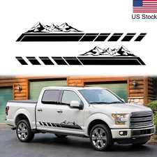 2Pcs 68'' Black Mountains Graphic Stripe Car Body Side Door Vinyl Decal Stickers