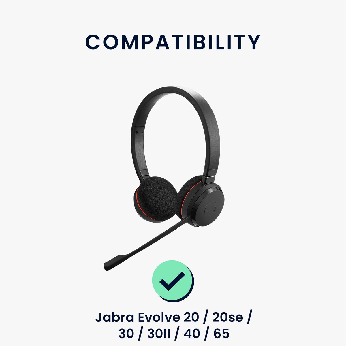 Coussinets De Rechange En Mousse Pour Casque Jabra Evolve 20 20se 30 30II 40 65 65+ 75 - Compatible Avec Casque Jabra Evolve 20 30 40 65
