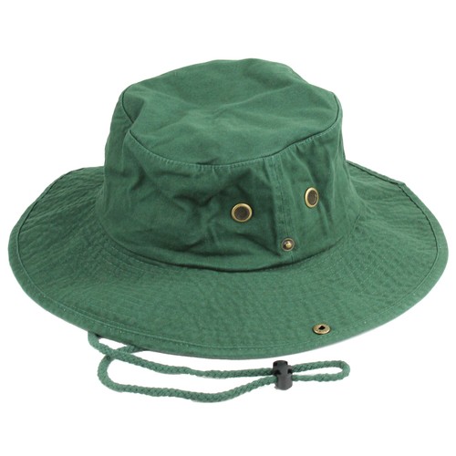 Boonie Bucket Hat 100% Cotton Summer Cap Dark Green Camping Fishing Hiking - Picture 3 of 4