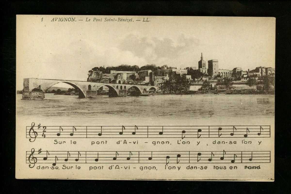 Music postcard Avignon Music notation Le Pont Saint Benezel